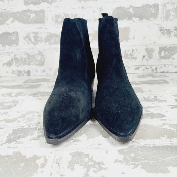 NEW Marc Fisher Black Yommi Suede Leather Block Heeled Ankle Booties W580 - Picture 3 of 10